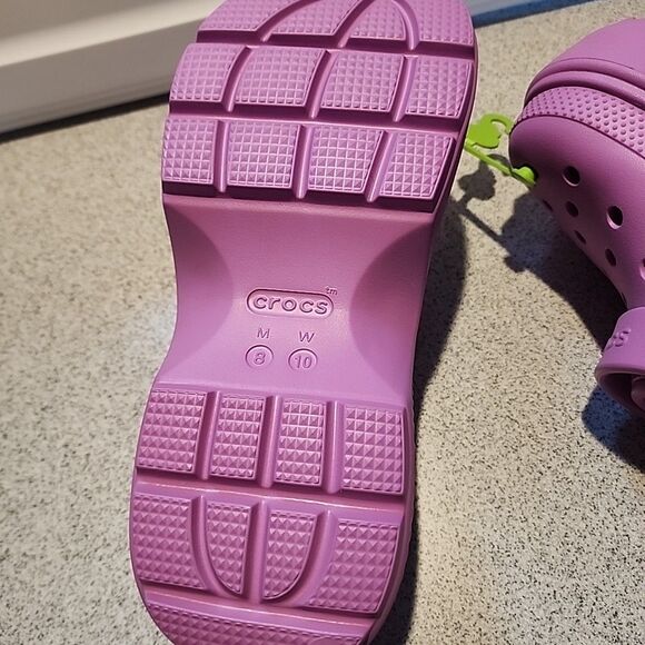 CROCS-Slingback Platform Stomp Clogs- Purple-W 10/M 8 Purple NEW - Picture 4 of 4